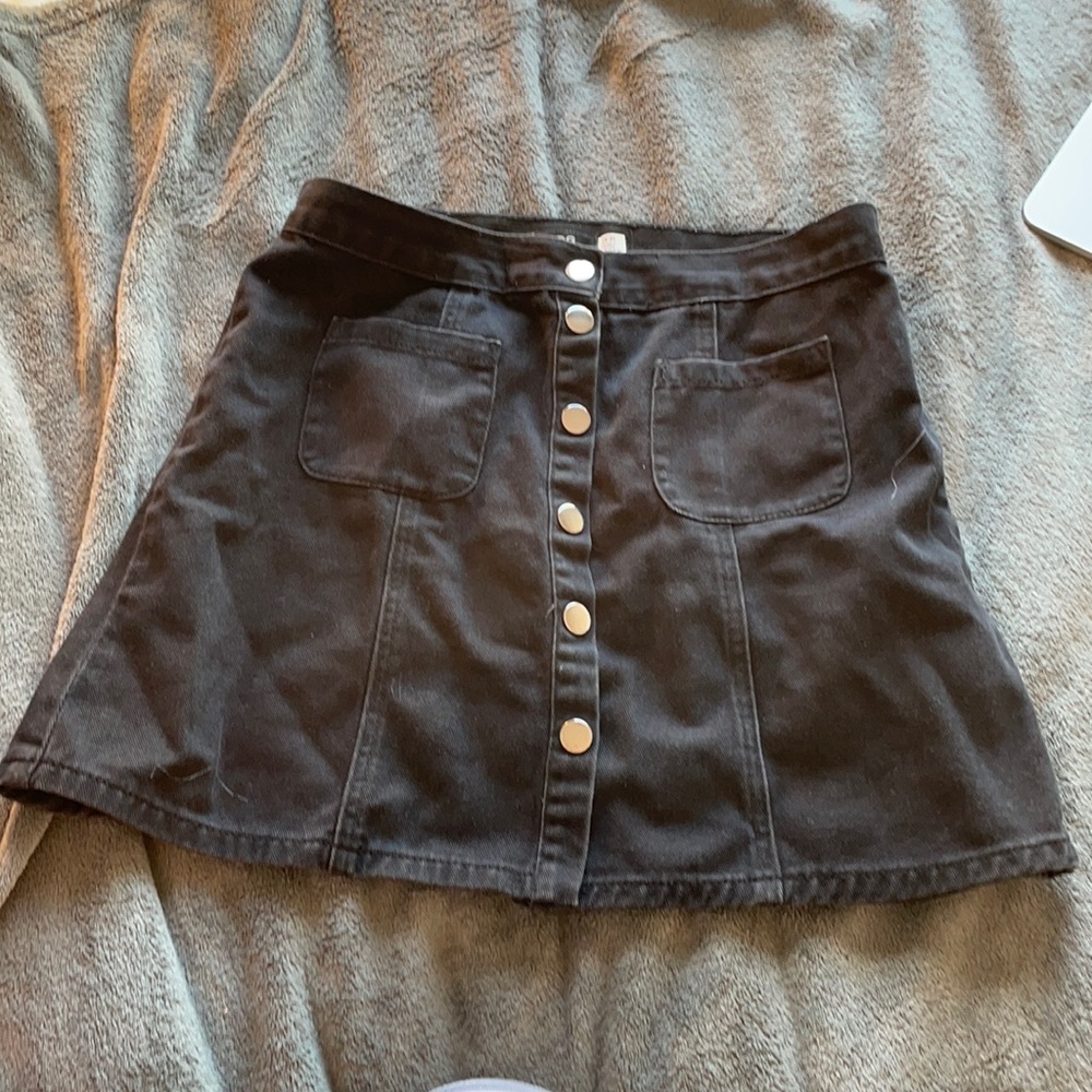 Black denim skirt
